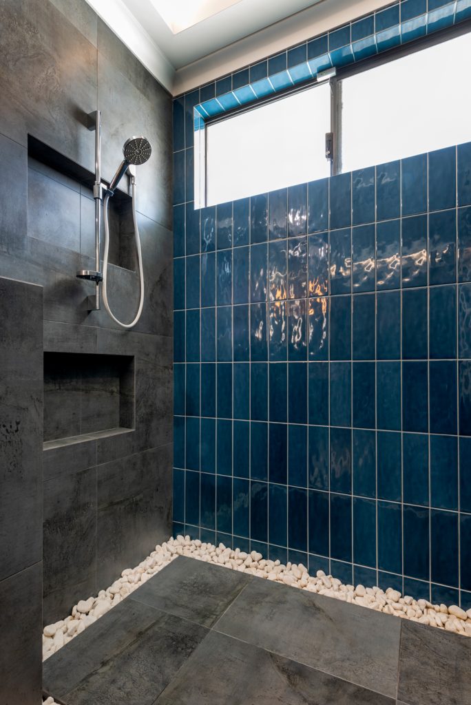 blue and grey shower