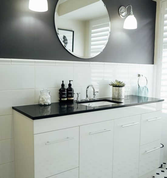modern black sink and black wall