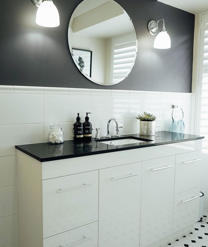 modern black sink and black wall