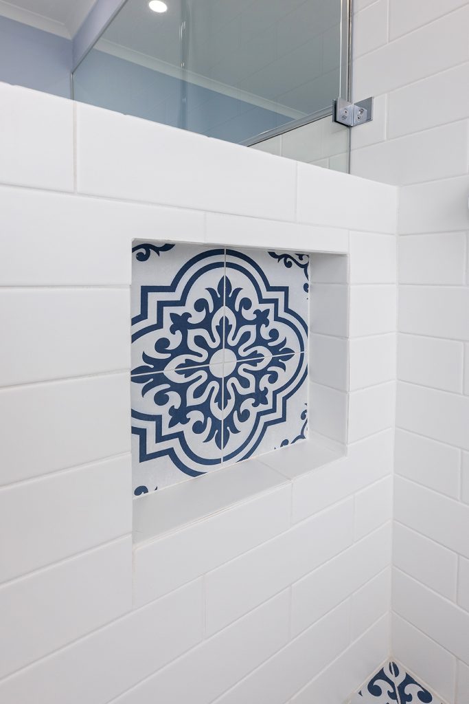 Unique tiles in bathroom