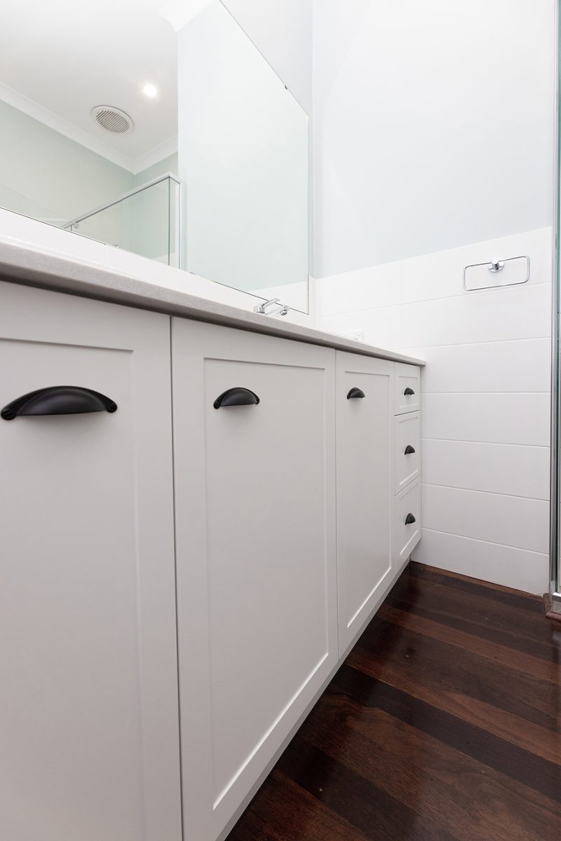 Vanity storage in bathroom