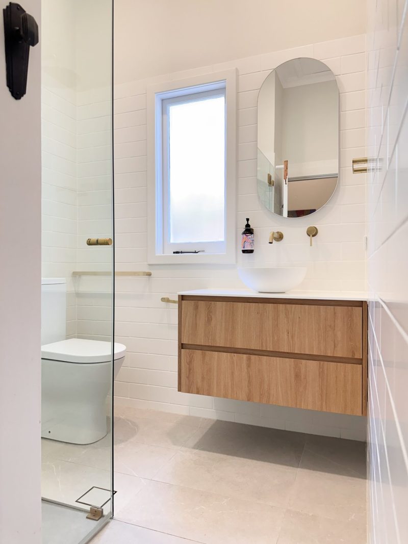 Nedlands CARRATHURS - 63 bathroom renovation, illuminated mirror and 1 white basin.