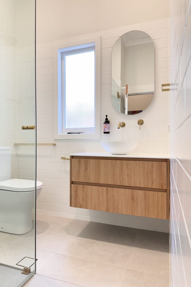 Nedlands CARRATHURS - 63 bathroom renovation, illuminated mirror and 1 white basin.