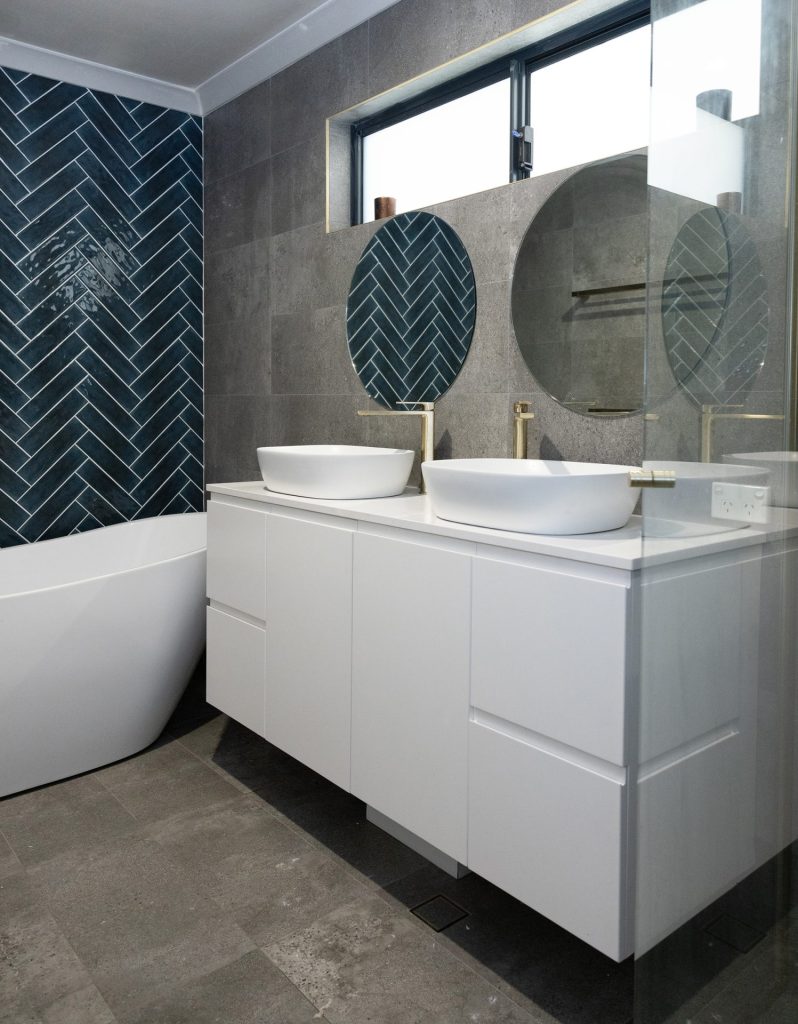 calming grey stone for a bathroom renovation