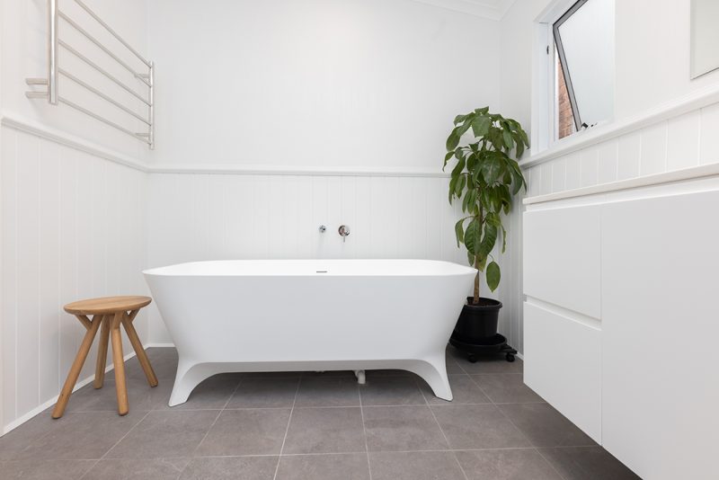 WA Assett Bayswater - 0003 Bathroom renovation, white bathtub and white cabinetry.